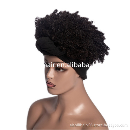 Aishili wholesale afro curly wig with headband attached wig grip headband wig for black women